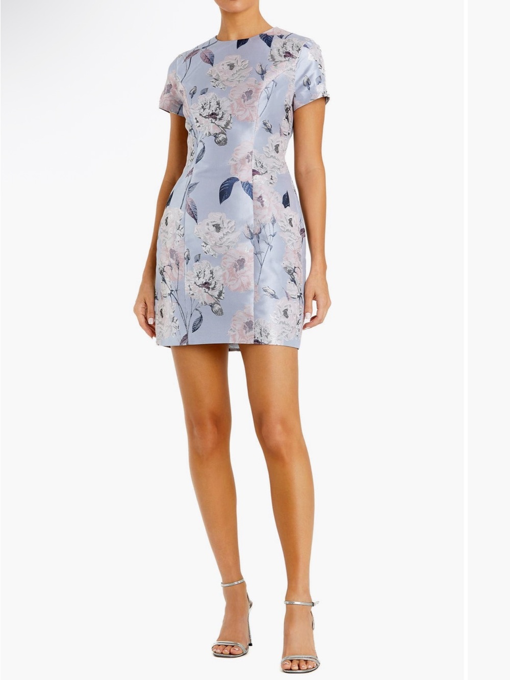 Mac Duggal Pale Blue Floral Mini Dress
